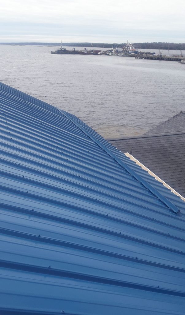 View of the water from top of the metal roof